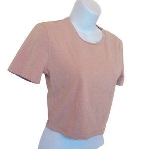 ---  ZARA Beige Cropped Tee T-Shirt Size Medium